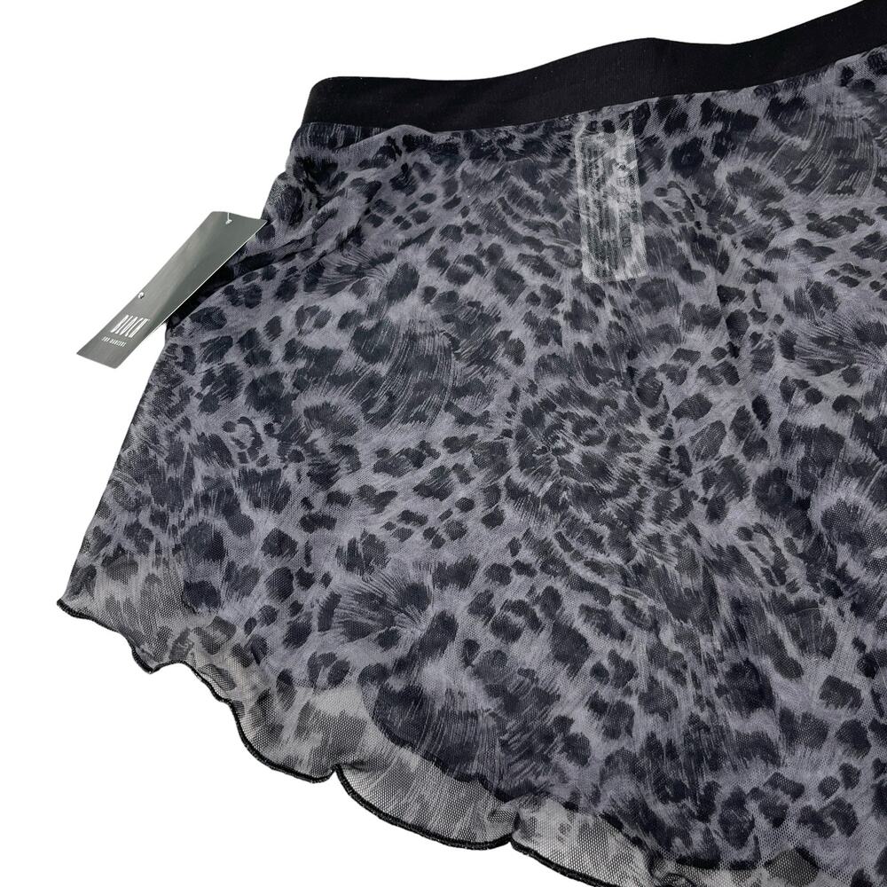 Bloch Ladies Janise Animal Print Mesh Pull On Skirt M Black Gray New - Picture 7 of 12